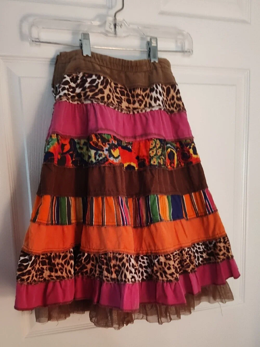 The Children's Place Multicolor Tiered Skirt with Pink, Orange & Brown Panels